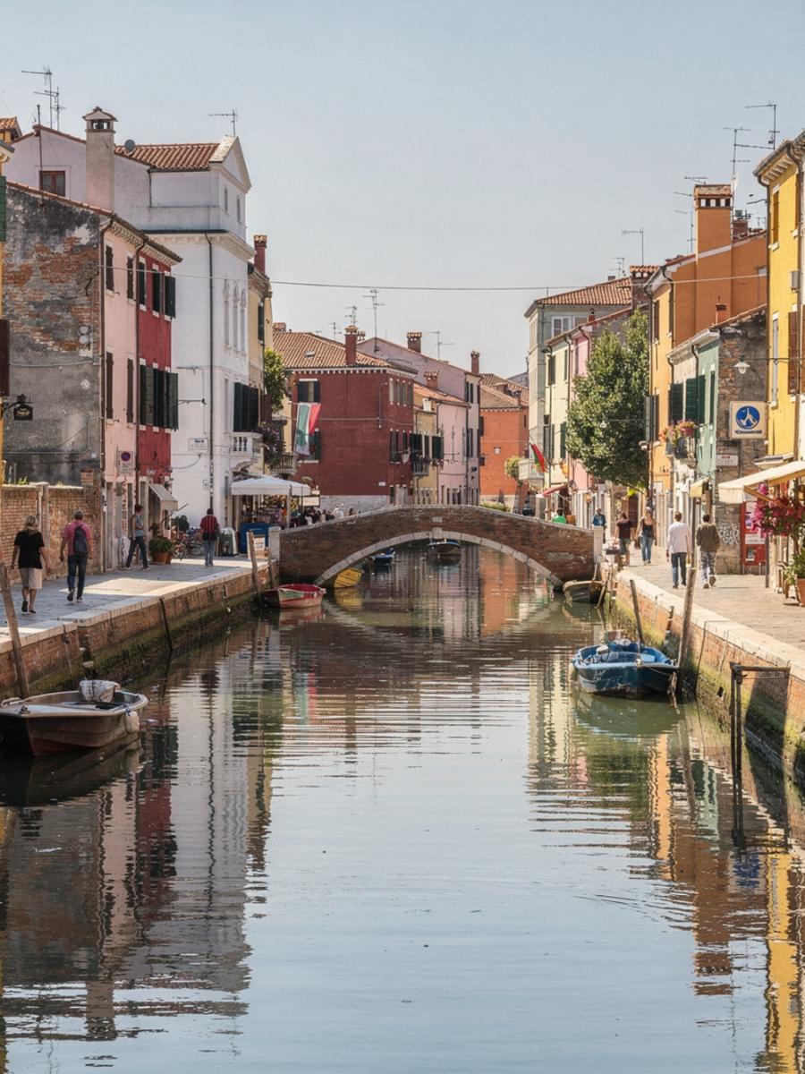 A colourful European canal city street